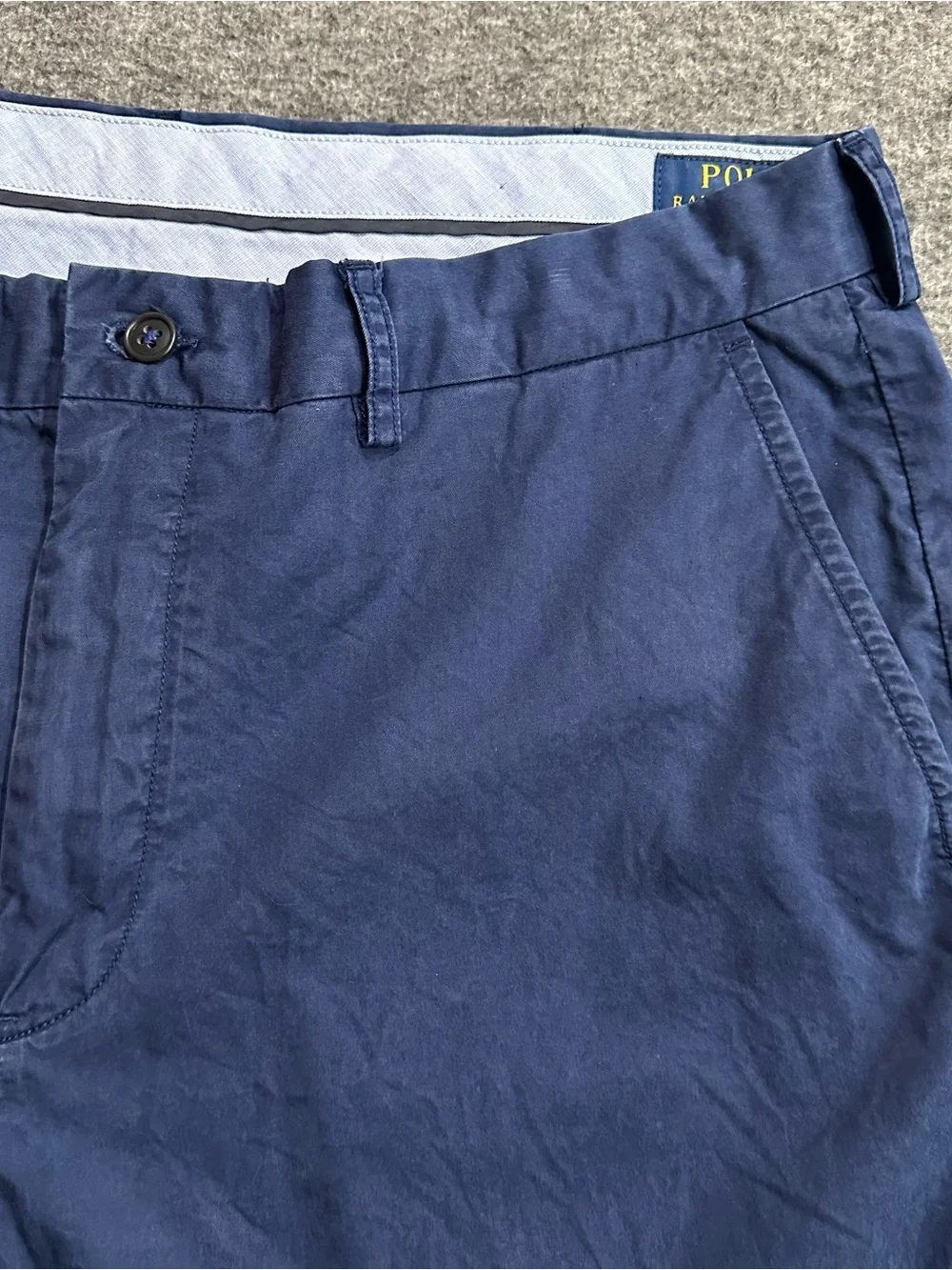 Polo Ralph Lauren Men's 36 Navy Blue Classic Fit Chino Shorts Washed Cotton